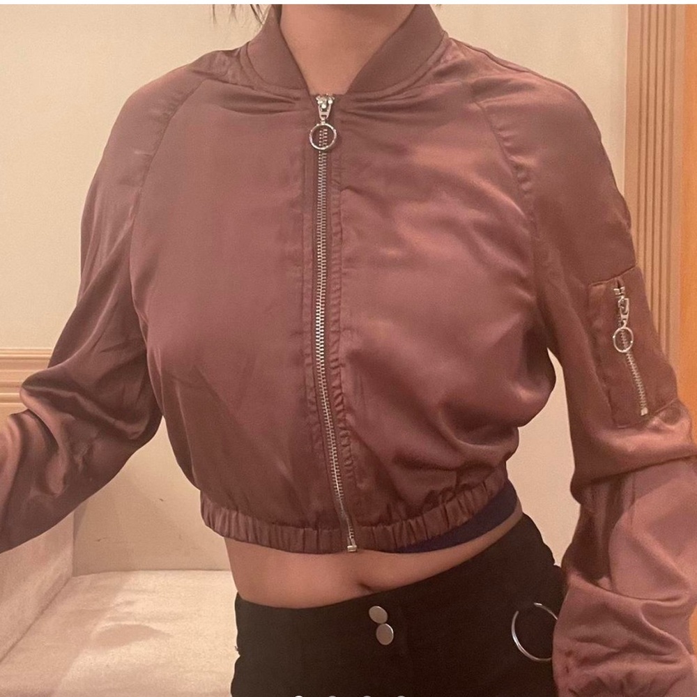 Rose gold satin bomber jacket windbreaker BRAND NEW from H&M size S